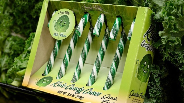 Kale candy canes in package