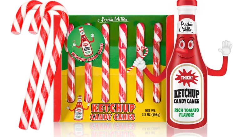 Ketchup candy canes in package