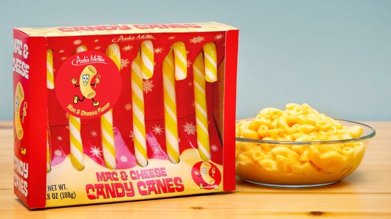 Mac and cheese candy canes