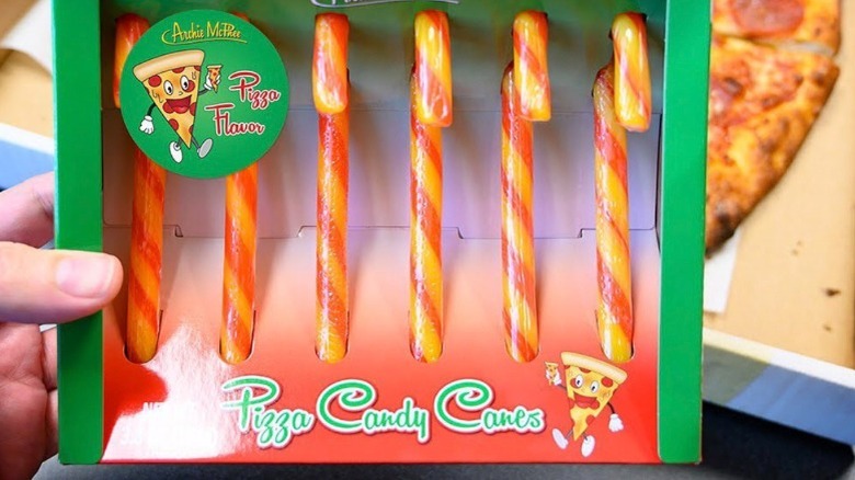 Pizza candy canes in package