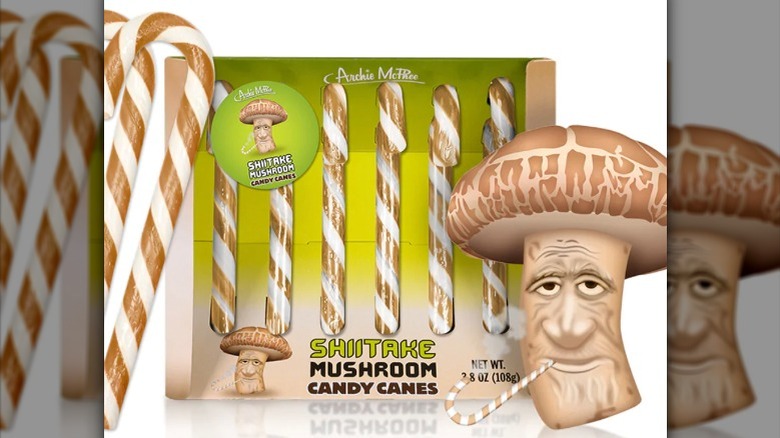 Shiitake flavored candy canes in package