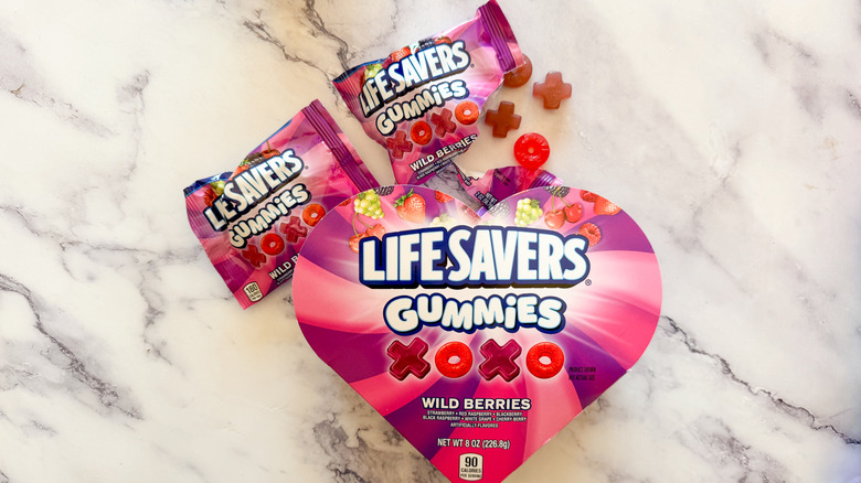 Lifesavers Gummies wild berries on a marble table