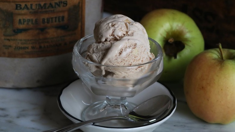 Ice cream in a cup with a spoon