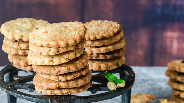 Spiced shortbread biscuits stacked