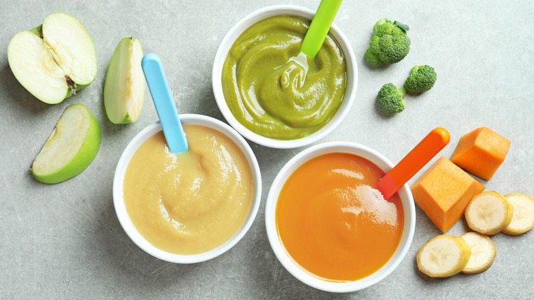 Baby food in bowls