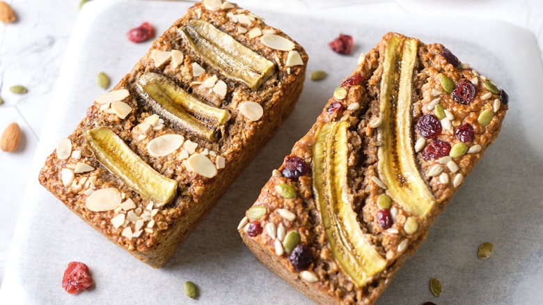 Banana bread loaves with seeds