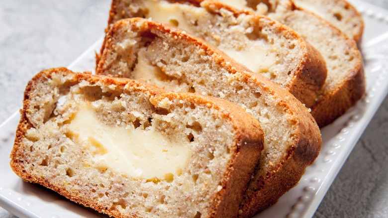 Cream cheese stuffed banana bread