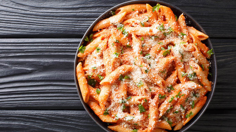 Penne alla vodka on plate