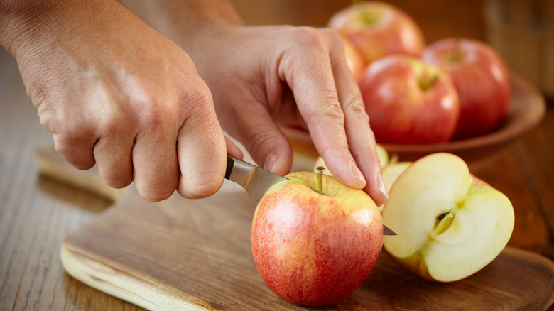 Sliced apples cutting board