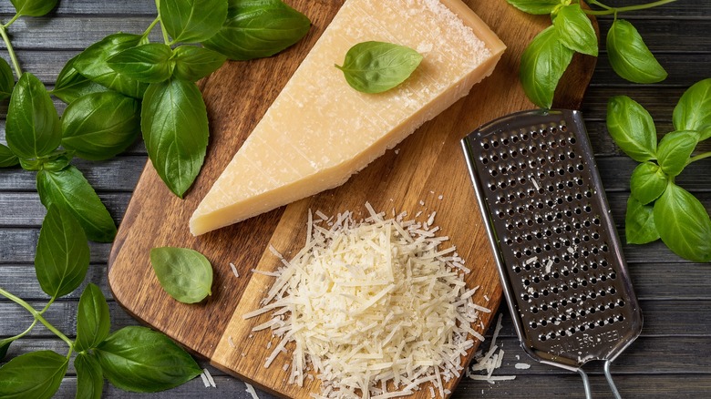 Grated parmesan with basil