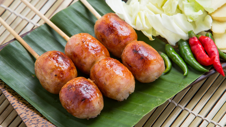 Skewers of Isan sausages