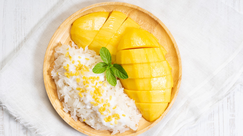 Plate of mango sticky rice