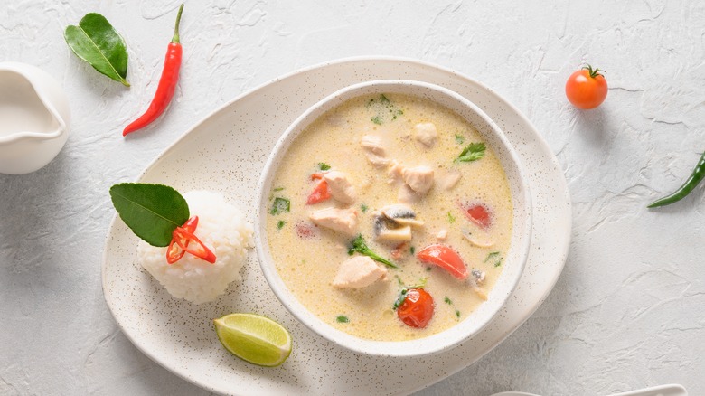 Tom Kha Gai with rice