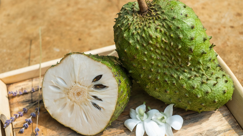 Soursop cut in half