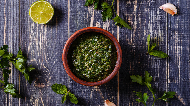 italian salsa verde in bowl