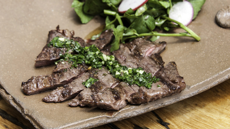 skirt steak with chimichurri sauce