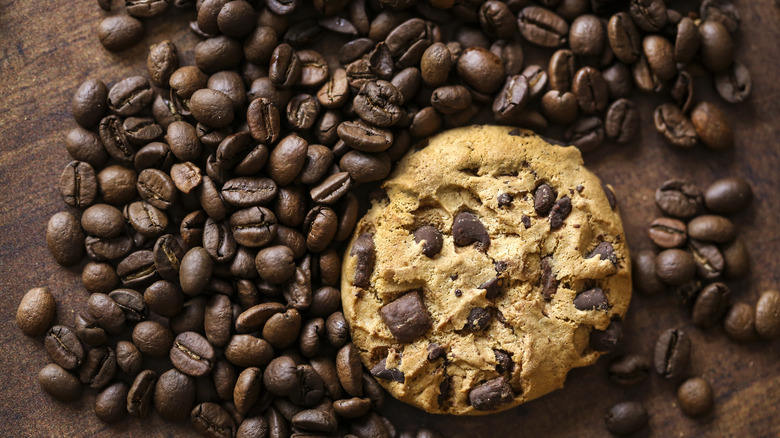 Coffee beans with cookie