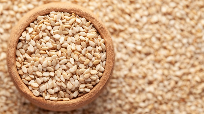 Toasted sesame seeds in bowl