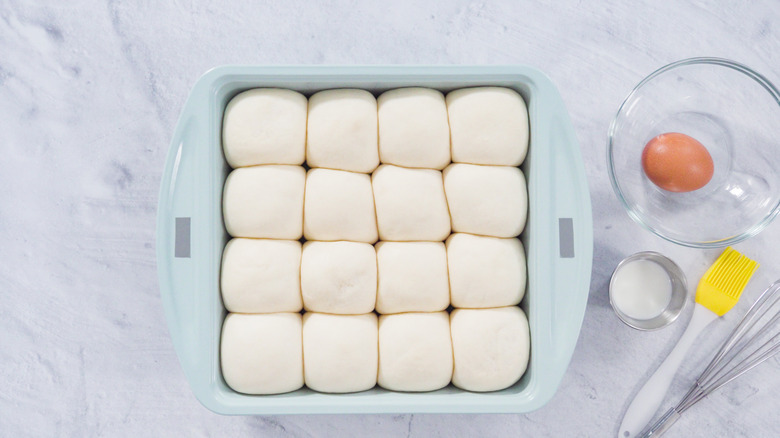 Dinner rolls in baking dish