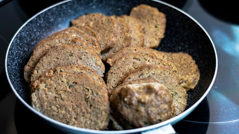 Meatloaf slices in pan