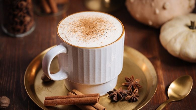 Mug of eggnog latte 