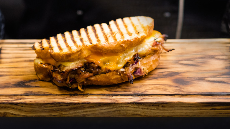 Pulled pork grilled cheese sandwich