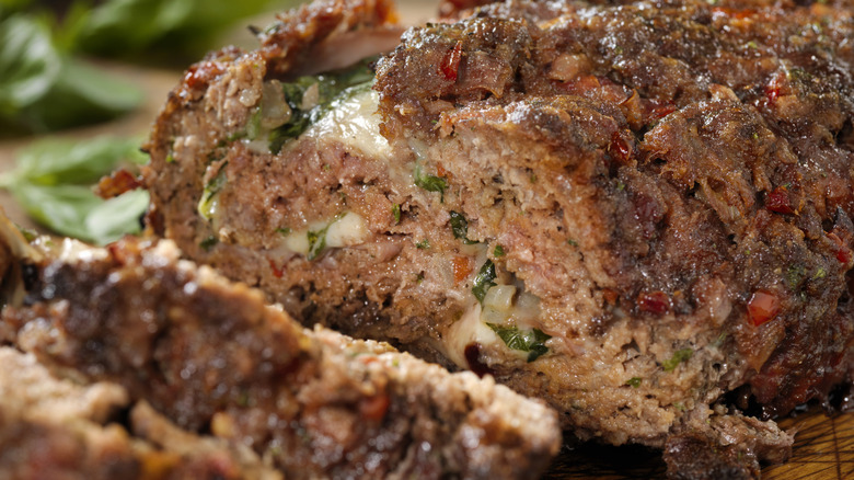 Meatloaf cross section on plate