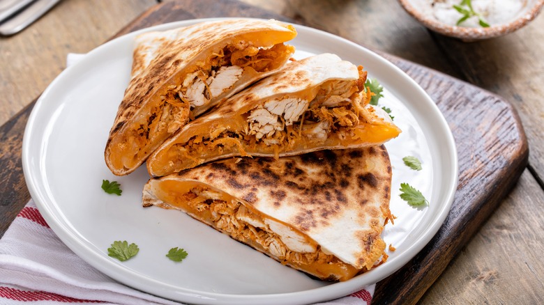 Cheese and pulled pork quesadillas