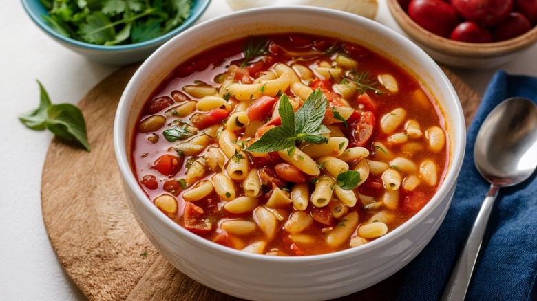 bowl of pasta e fagioli