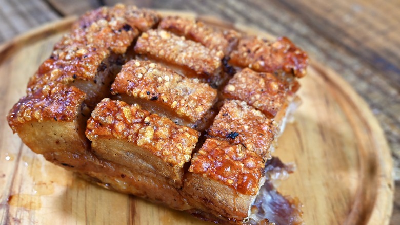 cooked pork with crispy rind