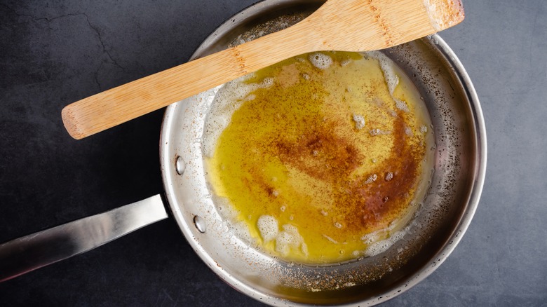 Butter browning in pan