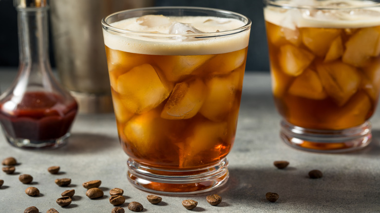 Bourbon cocktails with coffee beans