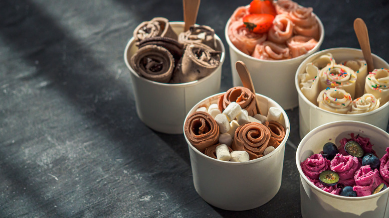 Rolled Ice Cream in cups