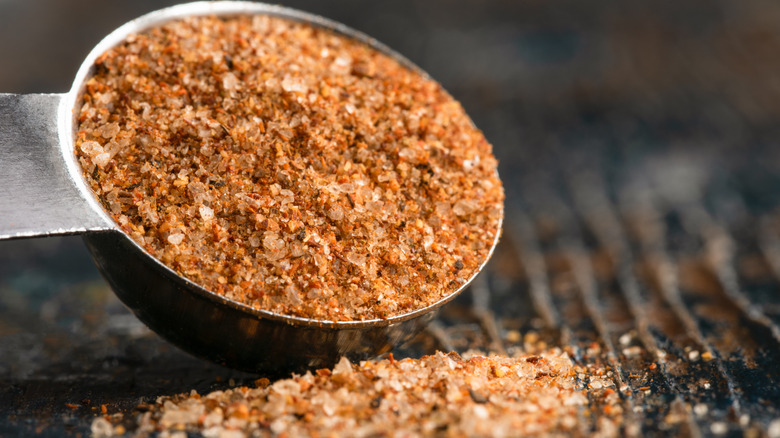 Cajun seasoning on a measuring spoon