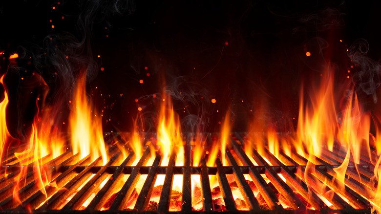 hot grill with flames