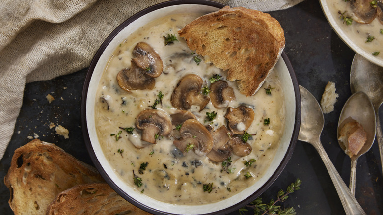 Bowl of mushroom soup