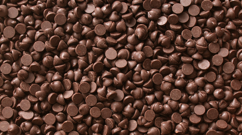 Chocolate chips as background 