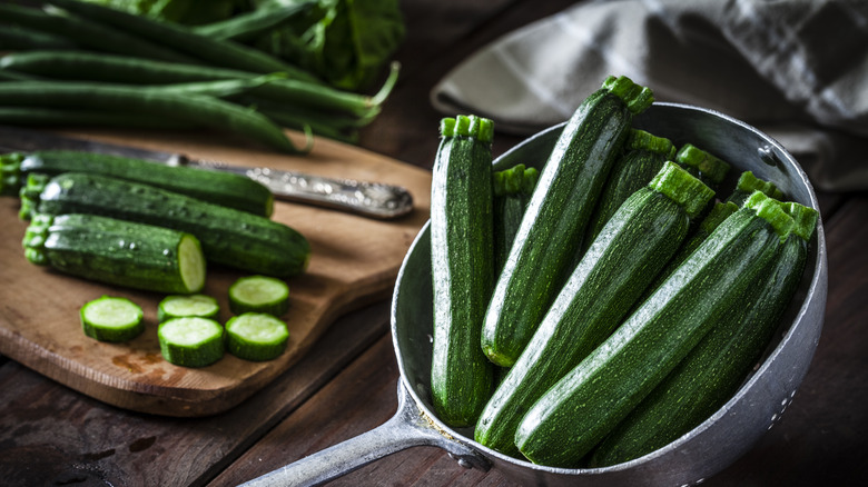 Zucchini on cutting board