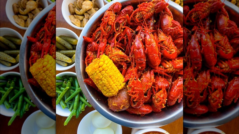 Seasoned crawfish boil in bowl