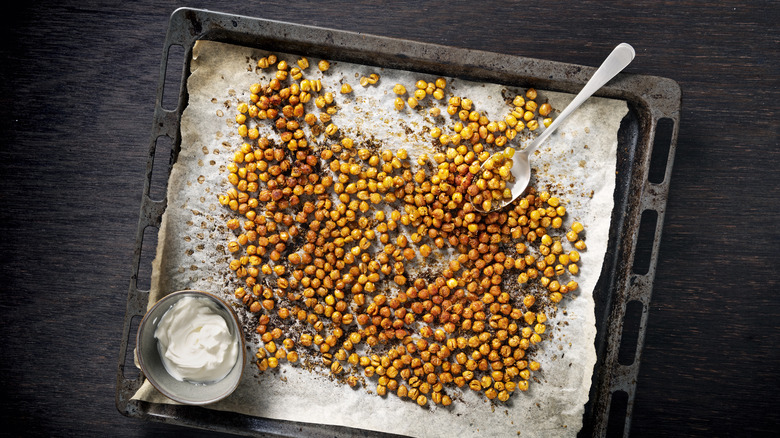 Chickpeas on sheet pan