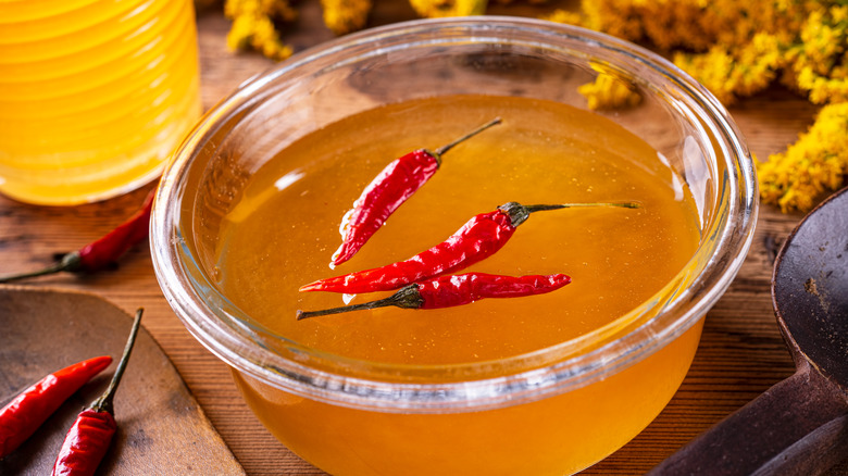 Chili pepper infused honey