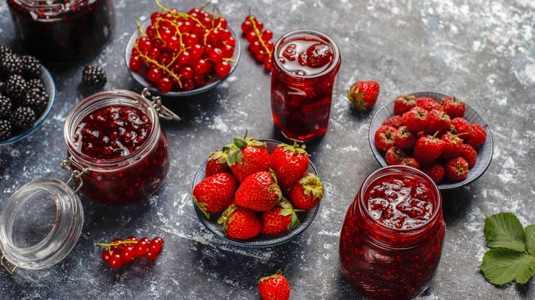 Jam jars berries