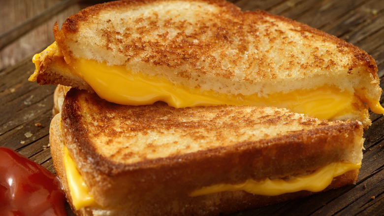 Grilled cheese sandwich sliced