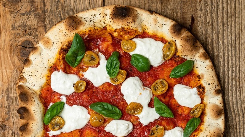 pizza Margherita on wood