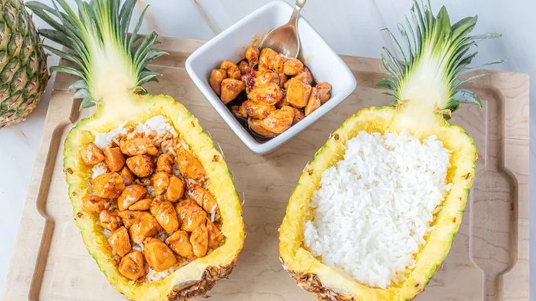 Pineapple boats with chicken