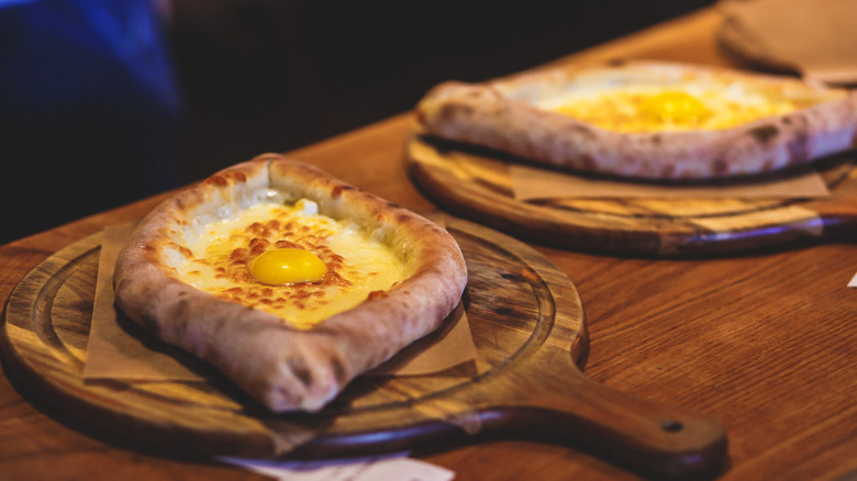 adjarian khachapuri in restaurant