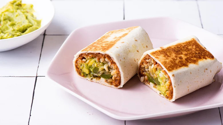 bean burrito with guacamole