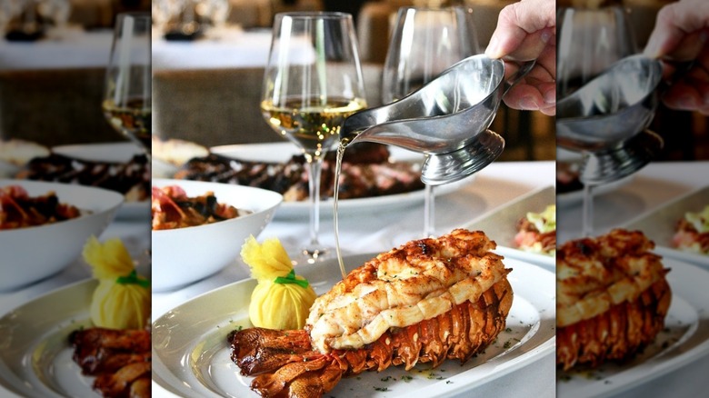 Lobster tail and wine