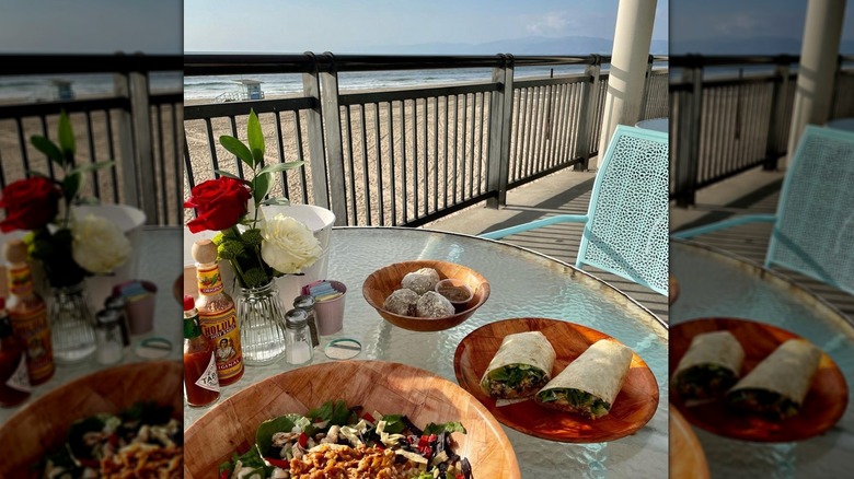 Salad and burrito