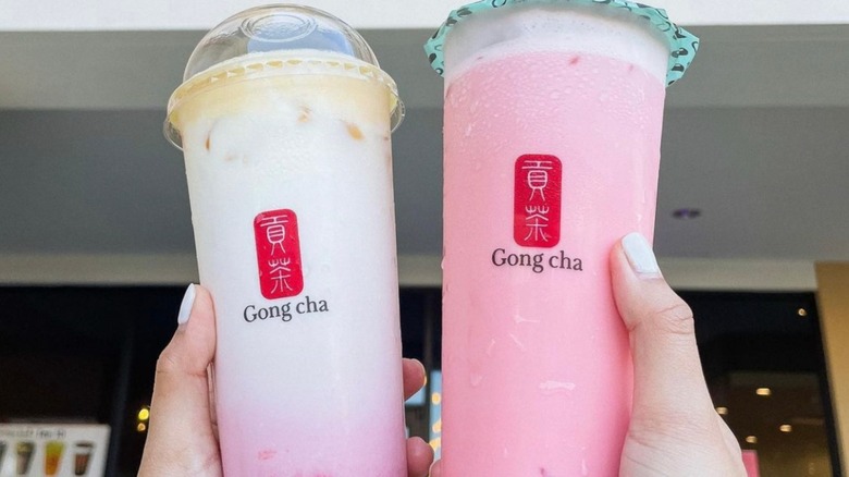 pink drinks from Gong Cha